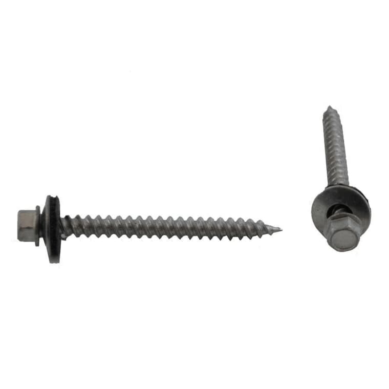 #10 x 2" Silver Roofing Screws - 100 Pack