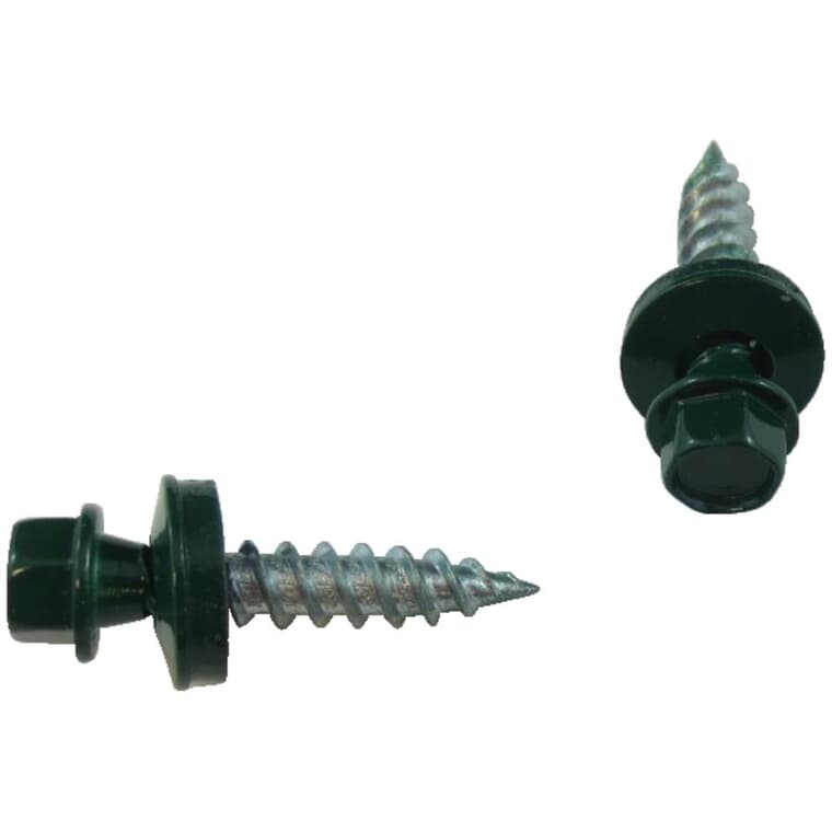 #10 x 1" Green Roofing Screws - QC307, 100 Pack