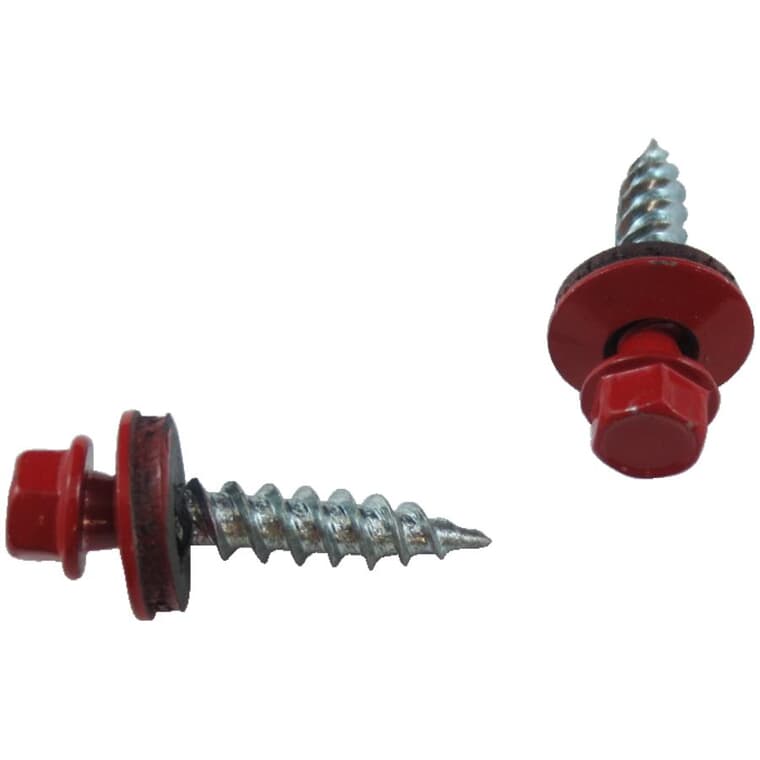 #10 x 1" Red Roofing Screws - QC386, 100 Pack