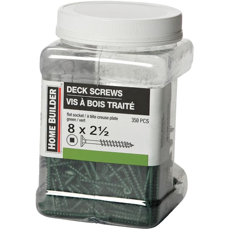 350 Pack #8 x 2-1/2" Green Deck Screws