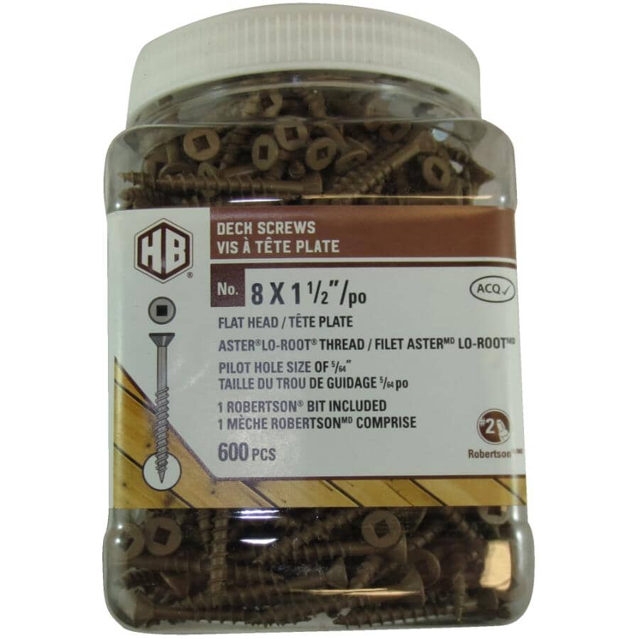 Hillman 48275 Brown Square Drive Deck Screws – #9 X 3 Inch, Ceramic Coated, 250-Count For Pressure-Treated Lumber