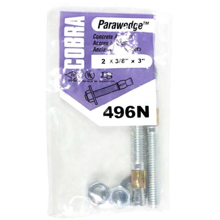 2 Pack 3/8" x 3" Wedge Anchors