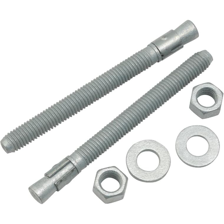 2 Pack 1/2" x 5-1/2" Galvanized Wedge Anchors