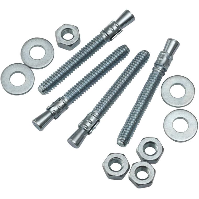 4 Pack 1/4" x 2-1/4" Zinc Plated Wedge Anchors