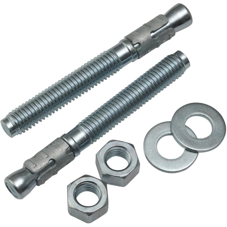 2 Pack 1/2" x 4-1/4" Zinc Plated Wedge Anchors