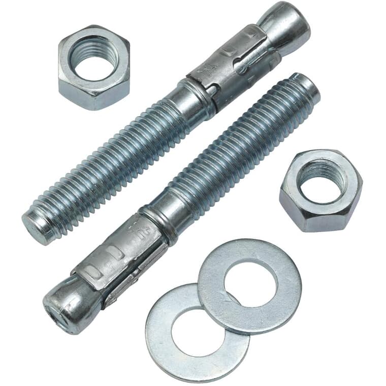 5/8" x 4-1/2" Wedge Anchors - Zinc Plated, 2 Pack