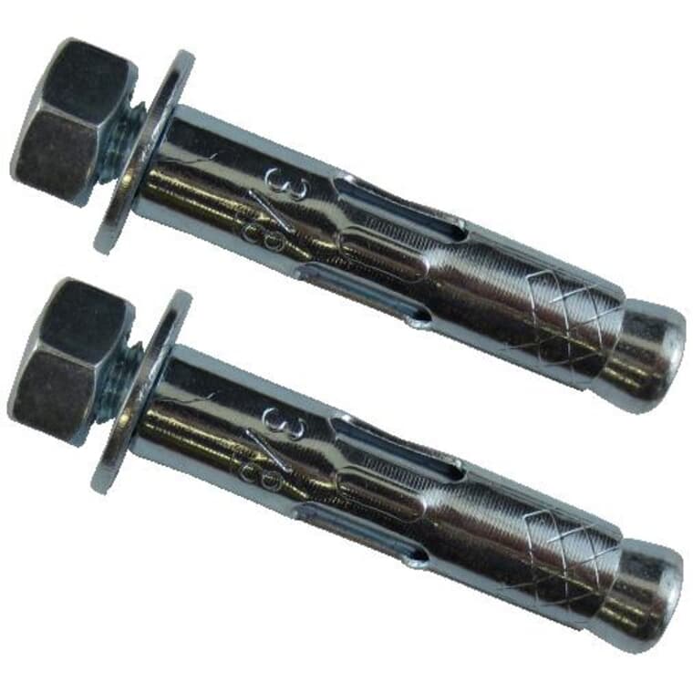 2 Pack 3/8" x 1-7/8" Zinc Plated Sleeve Anchors