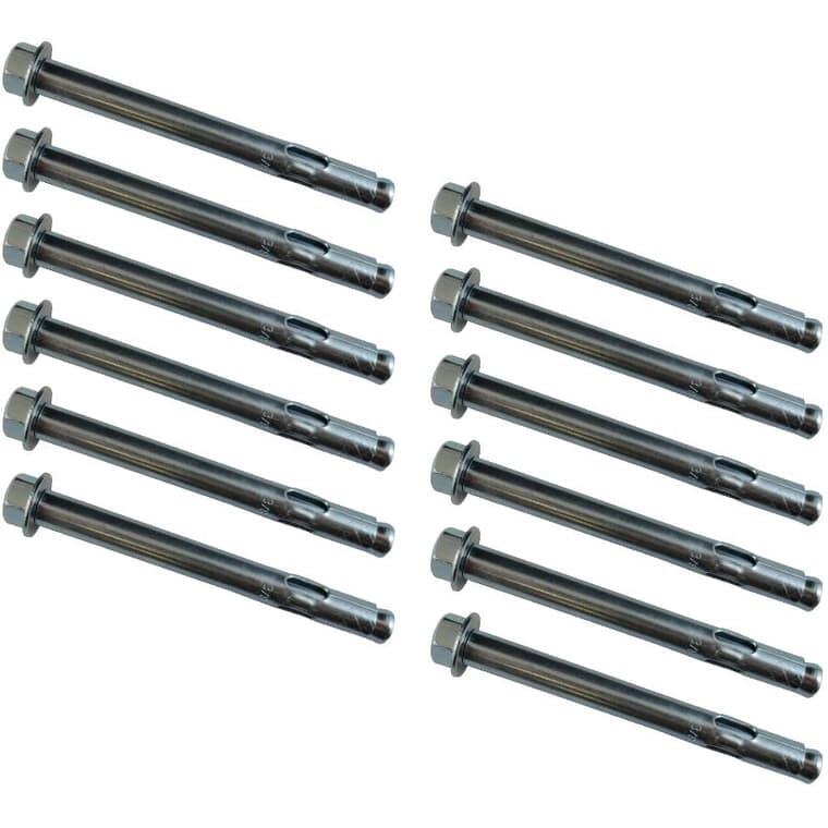 12 Pack 3/8" x 4" Zinc Plated Sleeve Anchors