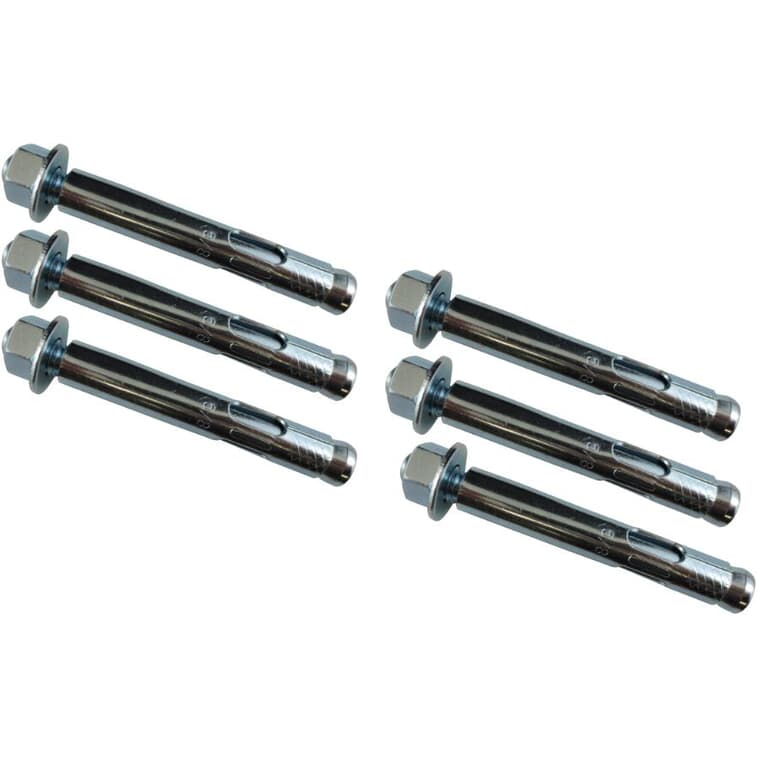 6 Pack 5/8" x 4-1/4" Zinc Plated Sleeve Anchors