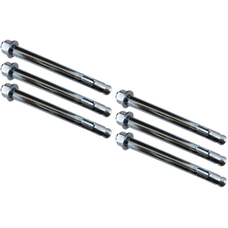 6 Pack 5/8" x 6" Zinc Plated Sleeve Anchors