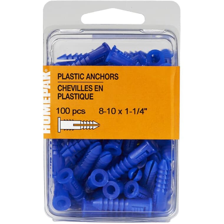 100 Pack #8-10 Plastic Anchors