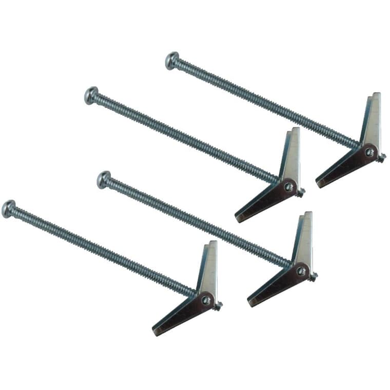 4 Pack #6-32 x 3" Zinc Plated Toggle Wing Anchors