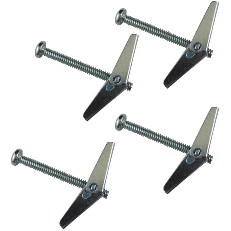 4 Pack #10-24 x 2" Zinc Plated Toggle Wing Anchors