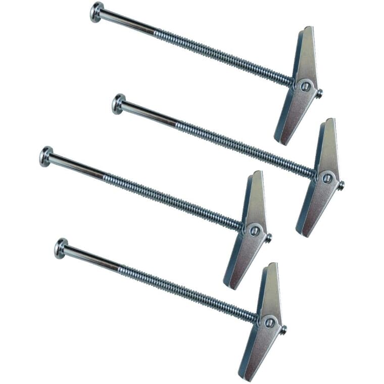 4 Pack #10-24 x 4" Zinc Plated Toggle Wing Anchors