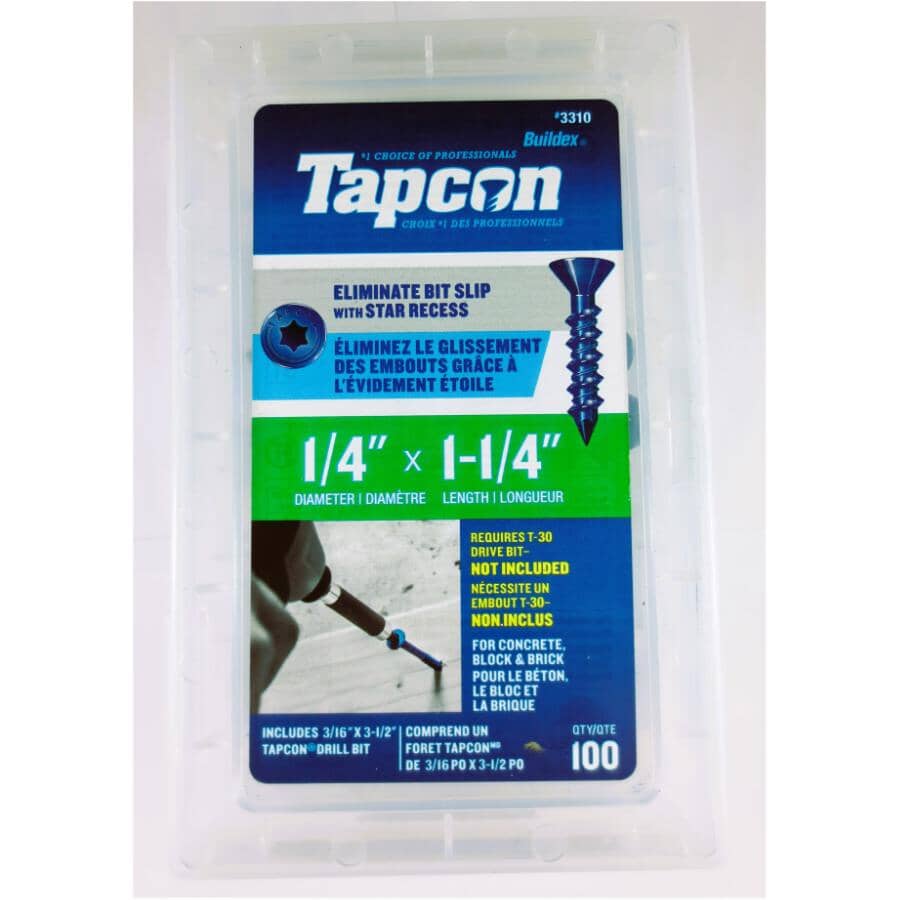 TAPCON 1 4 X 1 1 4 Star Concrete Screws With Bit Home Hardware tapcon-1-4-x-1-1-4-star-concrete-screws-with-bit-home-hardware
