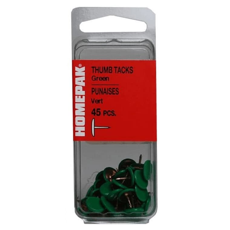 45 Pack #4 x 3/8" Green Thumb Tacks