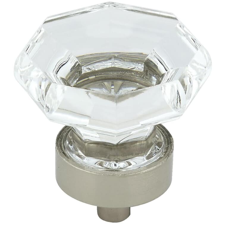 1-3/8" Eclectic Cabinet Knob - Clear + Brushed Nickel