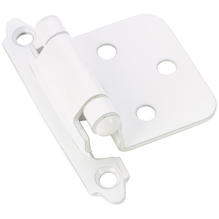 Semi-Concealed Self-Closing Cabinet Hinges - White, 2 Pack