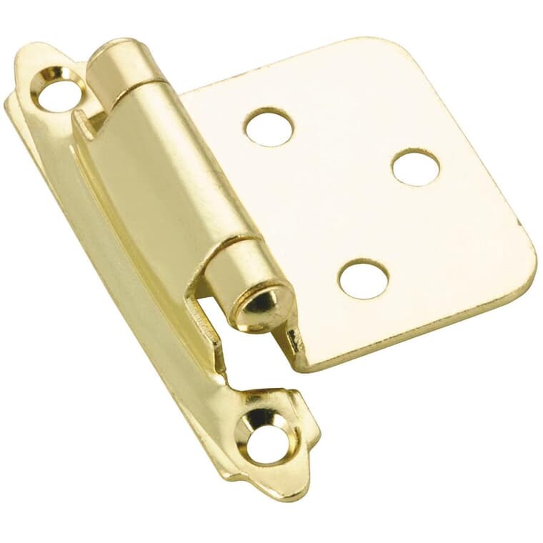 Semi-Concealed Self-Closing Cabinet Hinges - Brass, 2 Pack