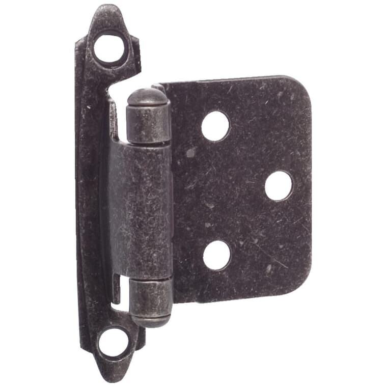 Semi-Concealed Self-Closing Cabinet Hinges - Wrought Iron, 2 Pack