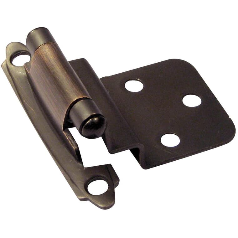 Overlay Self-Closing Cabinet Hinges - Brushed Oil Rubbed Bronze, 2 Pack