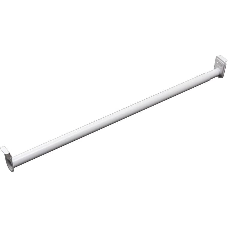 30" - 48" White Adjustable Closet Rod, with Fixed Ends