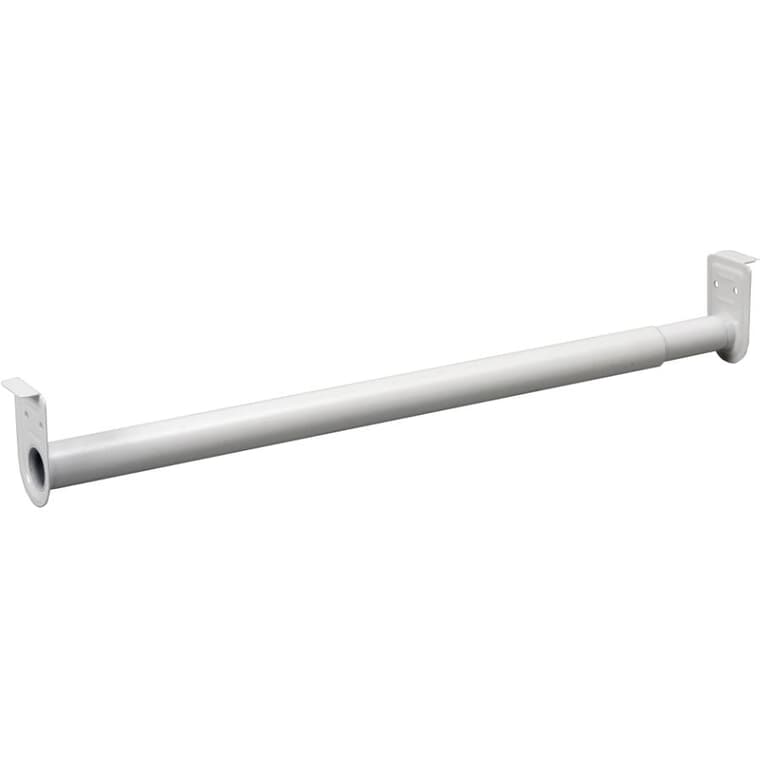 18" - 30" White Adjustable Closet Rod, with Fixed Ends