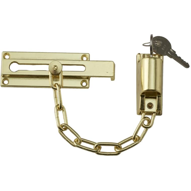 Keyed Chain Door Guard - Brass