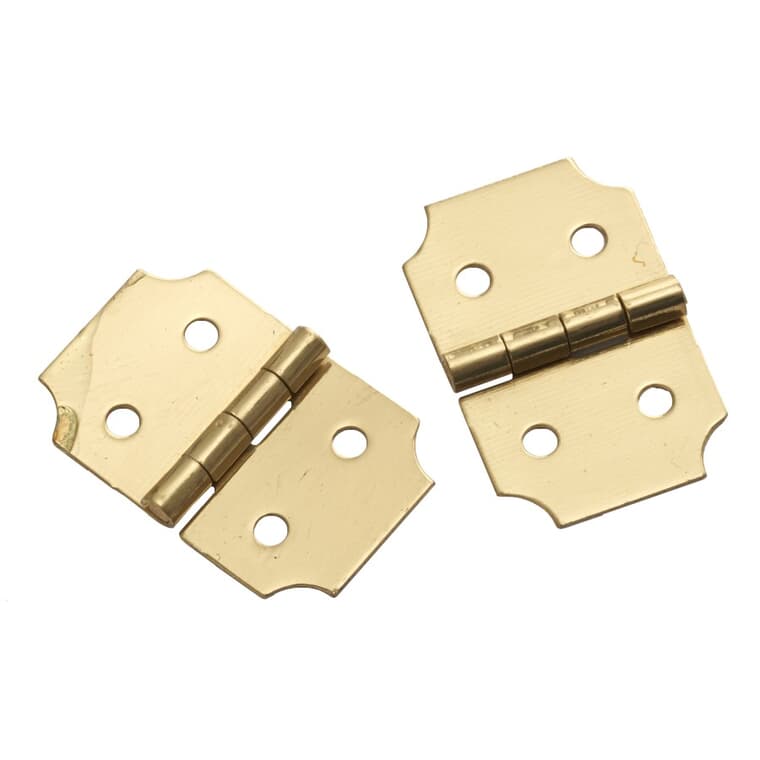 2 Pack 5/8" x 1" Brass Decorative Hinges