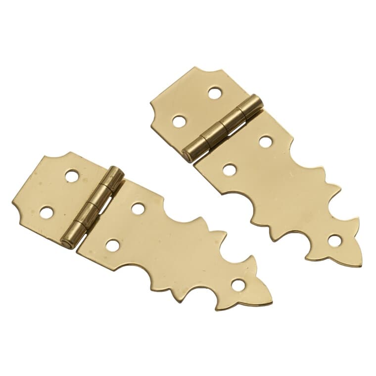 2 Pack 5/8" x 1-7/8" Brass Decorative Hinges