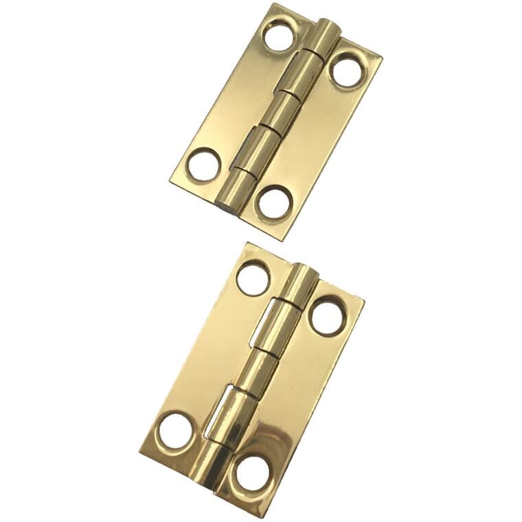 2 Pack 1-1/2" x 7/8" Solid Brass Narrow Hinges