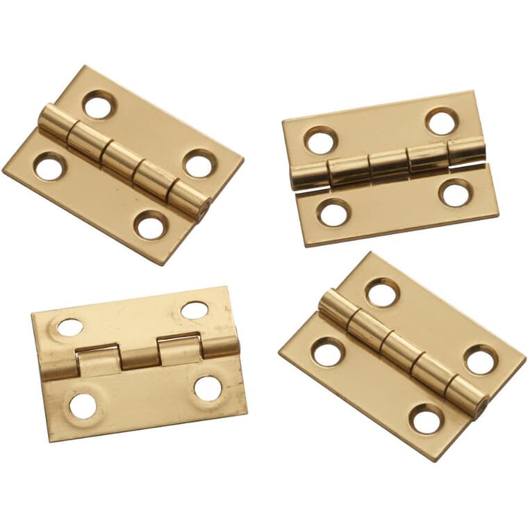 4 Pack 1" x 3/4" Solid Brass Narrow Hinges