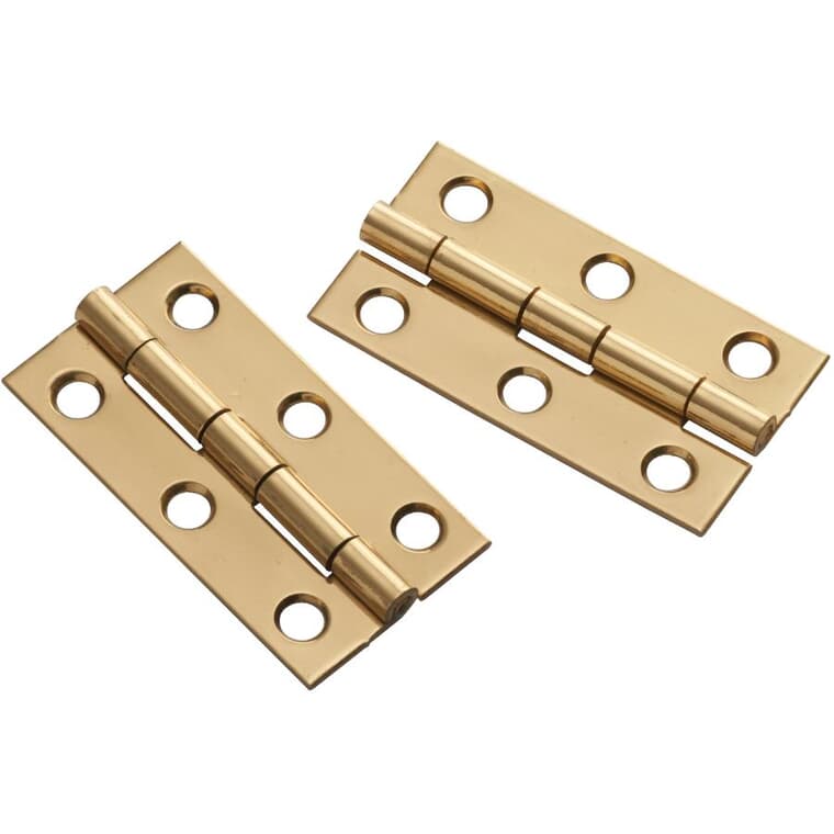 2 Pack 2" x 1" Solid Brass Narrow Hinges