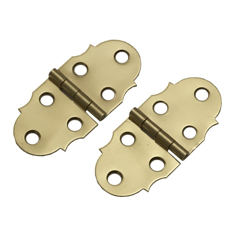 2 Pack 1-5/16" x 2-7/8" Brass Decorative Hinges