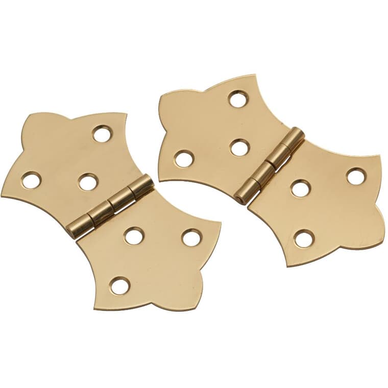 2 Pack 1-3/4" x 3-1/6" Brass Decorative Hinges