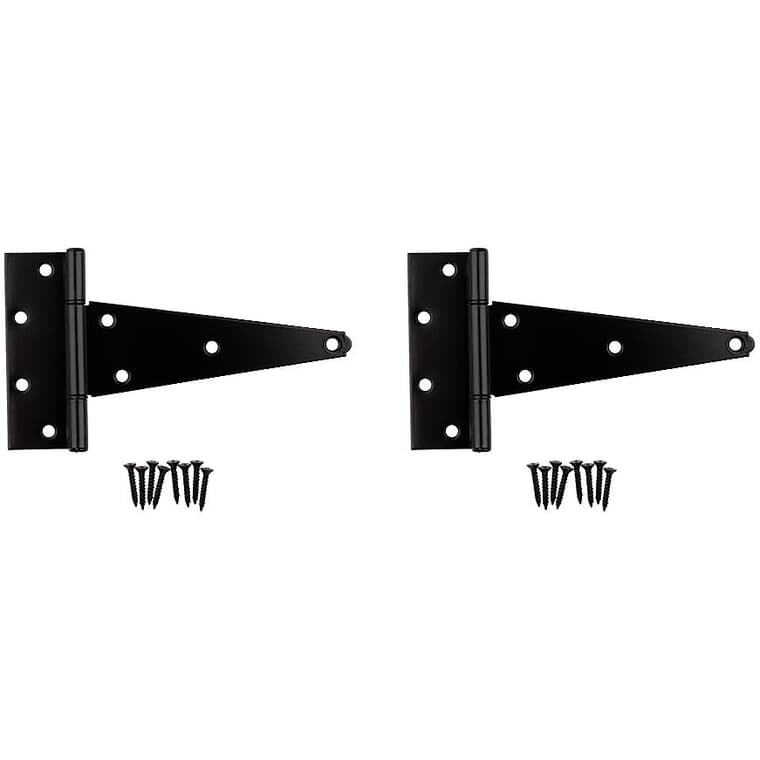 2 Pack 8" Black Extra Heavy Duty T-Hinges