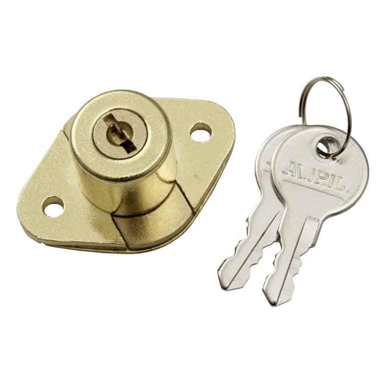 7/8" Brass Utility Drawer Lock