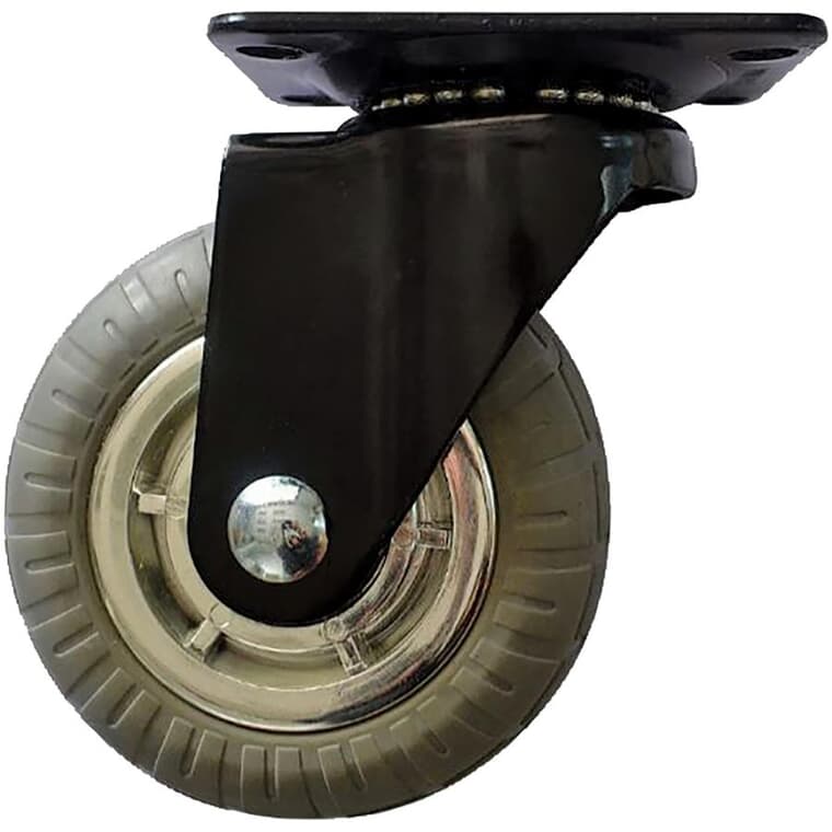 4" Rubber Swivel Plate Caster, with Chrome Spokes