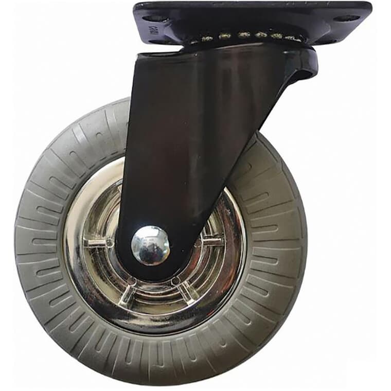5" Rubber Swivel Plate Caster, with Chrome Spokes