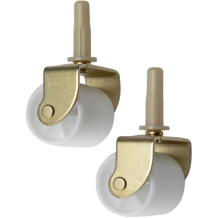 2 Pack 2-1/8" White Bed Stem Casters