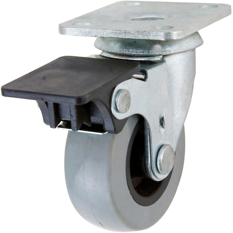 2" Grey Thermoplastic Polyurethane Wheel Swivel Plate Caster, with Brake