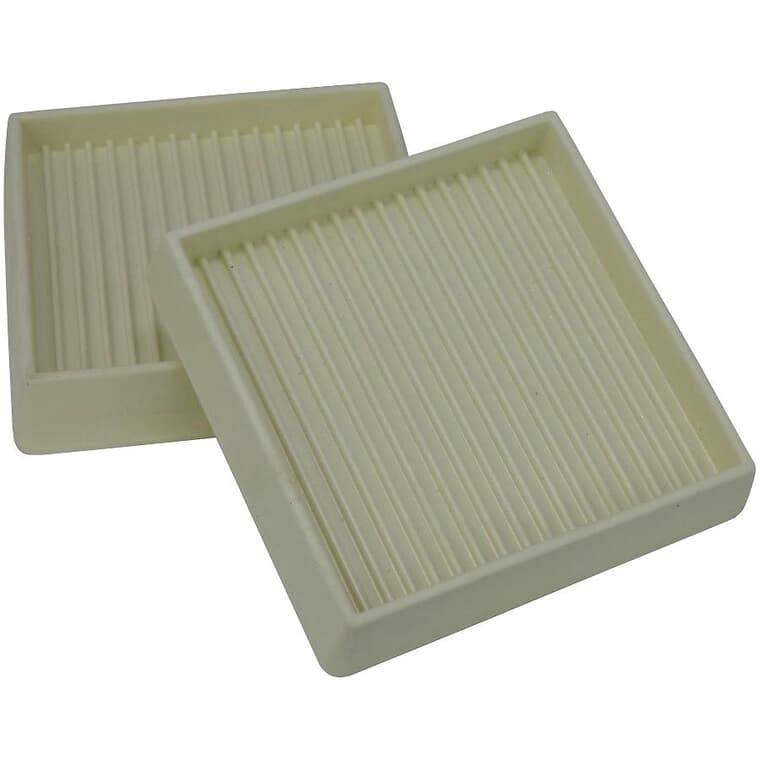 2 Pack 3" Square Beige Rubber Caster Cups
