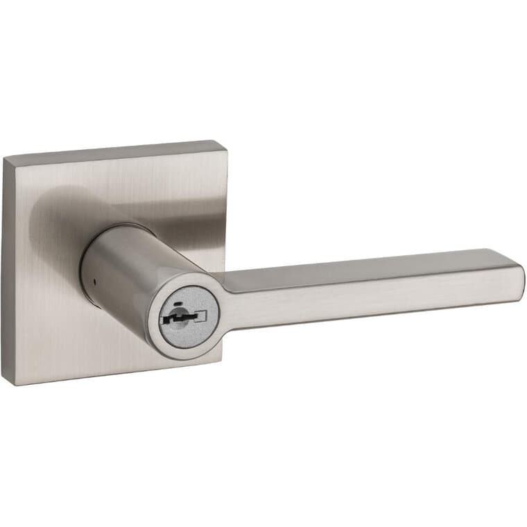 Halifax Square Rose Keyed Entry Leverset - Satin Nickel + Smart Key