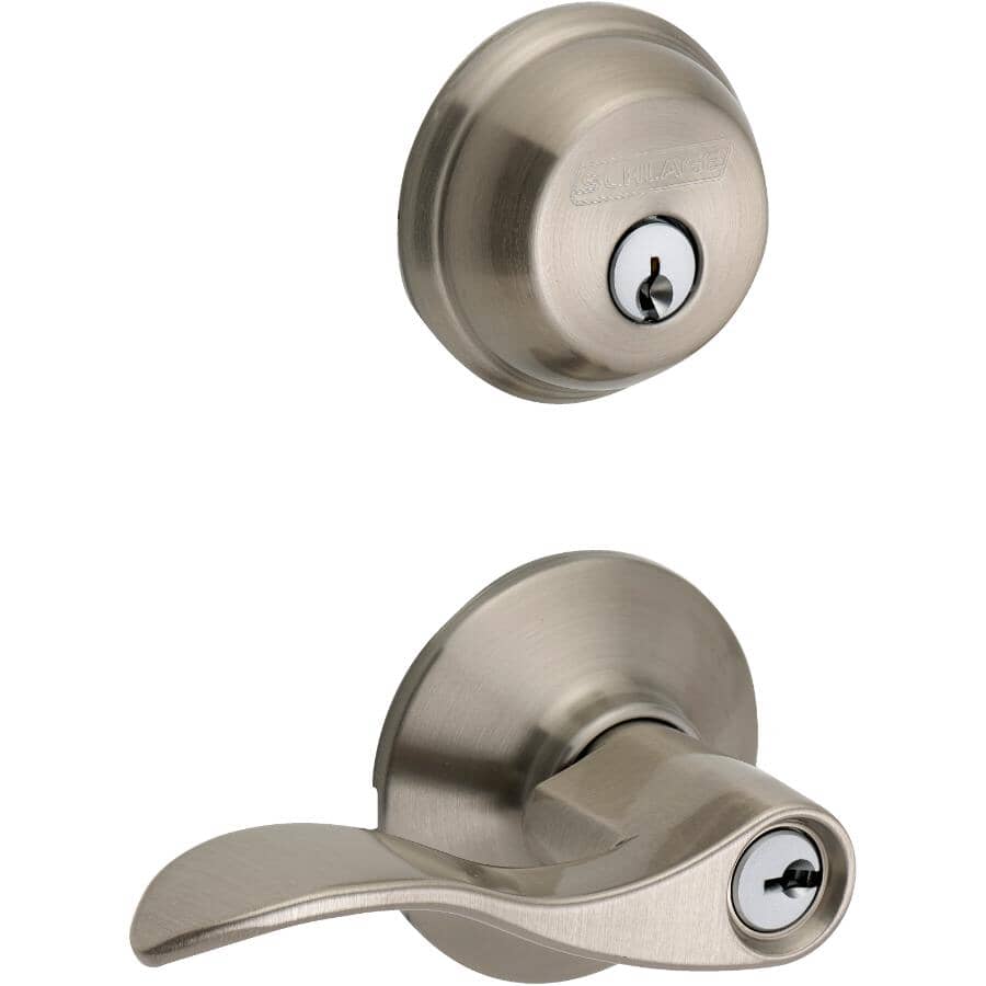 Cane Lock SCHLAGE LOCK Becs-de-cane et pêne dormant Accent pour entrée , nickel ...