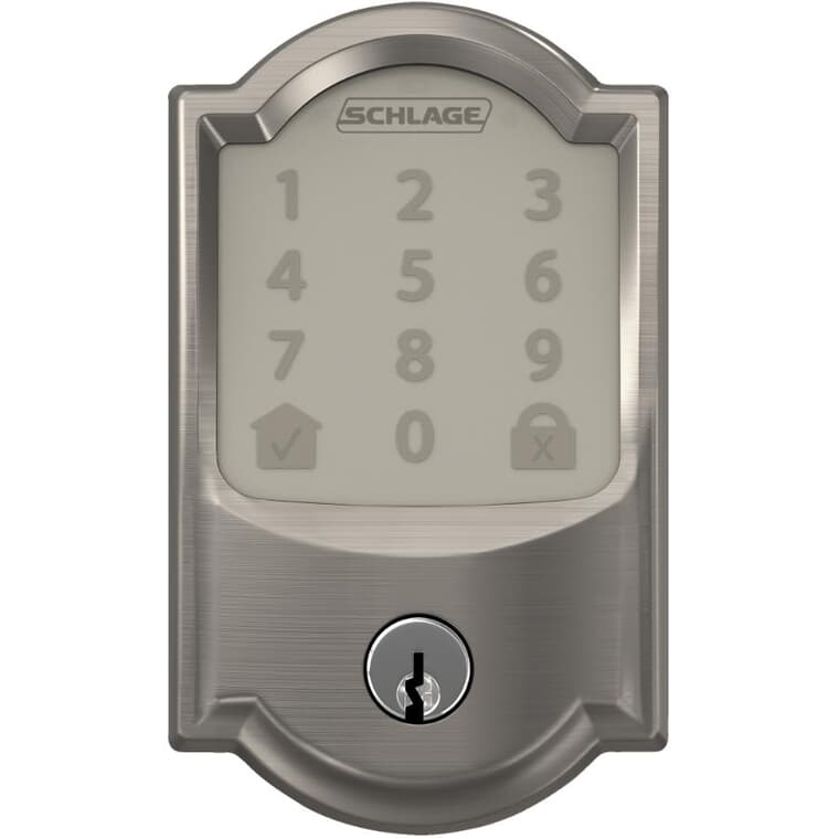 Satin Nickel Electronic Encode WiFi Deadbolt, with Camelot Trim