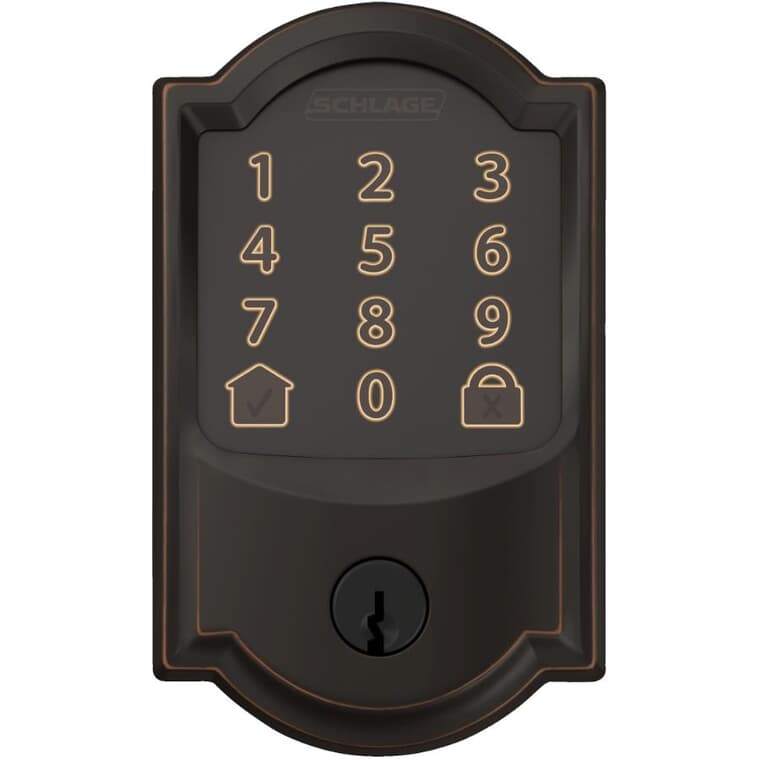 Aged Bronze Electronic Encode WiFi Deadbolt, with Camelot Trim