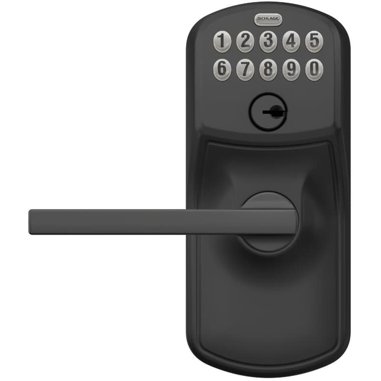 Plymouth Electronic Deadbolt Lock - with Latitude Lever, Matte Black