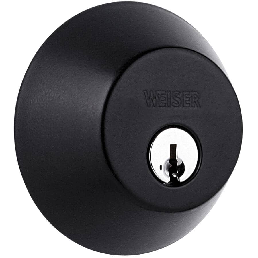 WEISER LOCK:Single Cylinder Deadbolt - Matte Black + SmartKey Technology