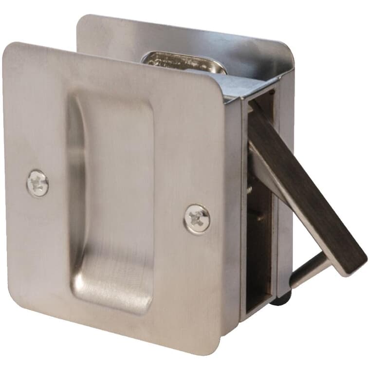 Satin Chrome Rectangular Pocket Door Passage Lock