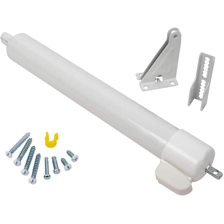 White Heavy Door Closer - with Touch-N-Hold